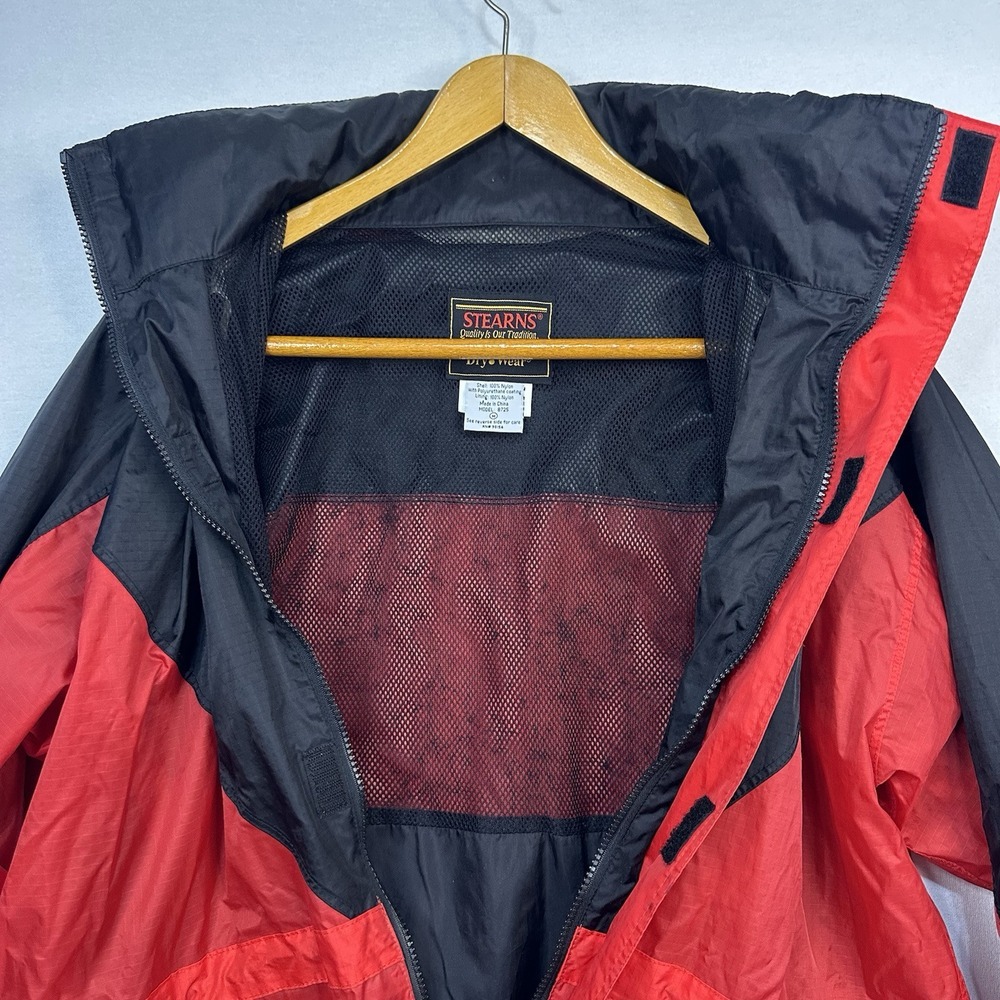 Sterns Dry Wear Jacket‎ Men's Medium Hooded Rain Jacket Waterproof Red *Flawed* - Picture 4 of 14